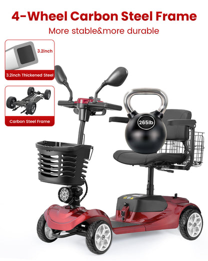 Mobility Scooter 4-Wheel Folding 350W Front Basket