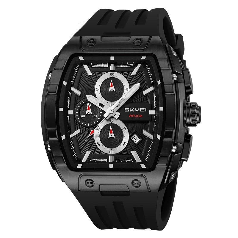Shishi Mei Multi-function Chronograph Three-hand Watch Barrel-shaped Quartz Mens Watch