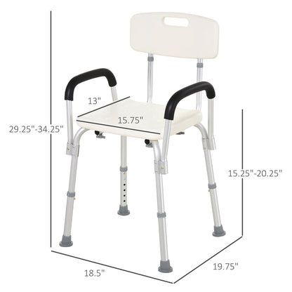 Shower Chair Adjustable Aluminum Removable Armrests Lightweight Portable 7 LB