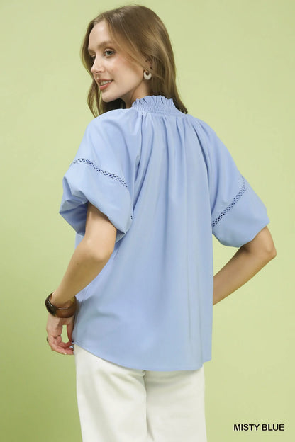 Umgee Lace Trim Peasant Top