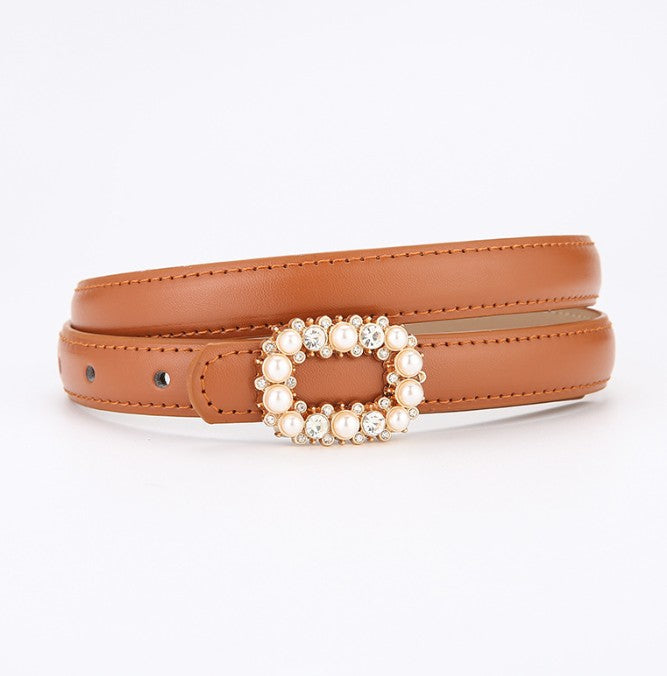 Fashion high-end belt-plate buckle pearl diamond-camel color-1 piece