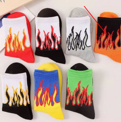 Best-selling Street-style Influencer Fashion Brand Flame-patterned Mid-calf Socks