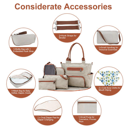 GBruno 8Pcs Baby Nappy Diaper Bags Set