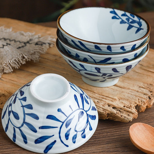 High Temperature Underglaze Ceramic Bamboo Hat Style Soup Bowl