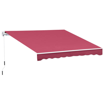 Retractable Patio Awning Manual Crank Aluminum Red 155x96 In UV Block