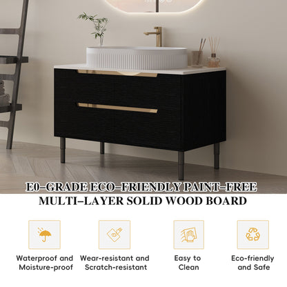 36 inch Bathroom Vanity, Freestanding or Wall Mounted with Ceramic Integrated...