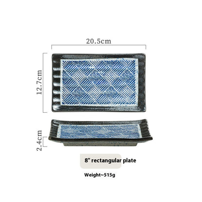 Rectangular Japanese Style Sushi Sashimi Plate and Cup