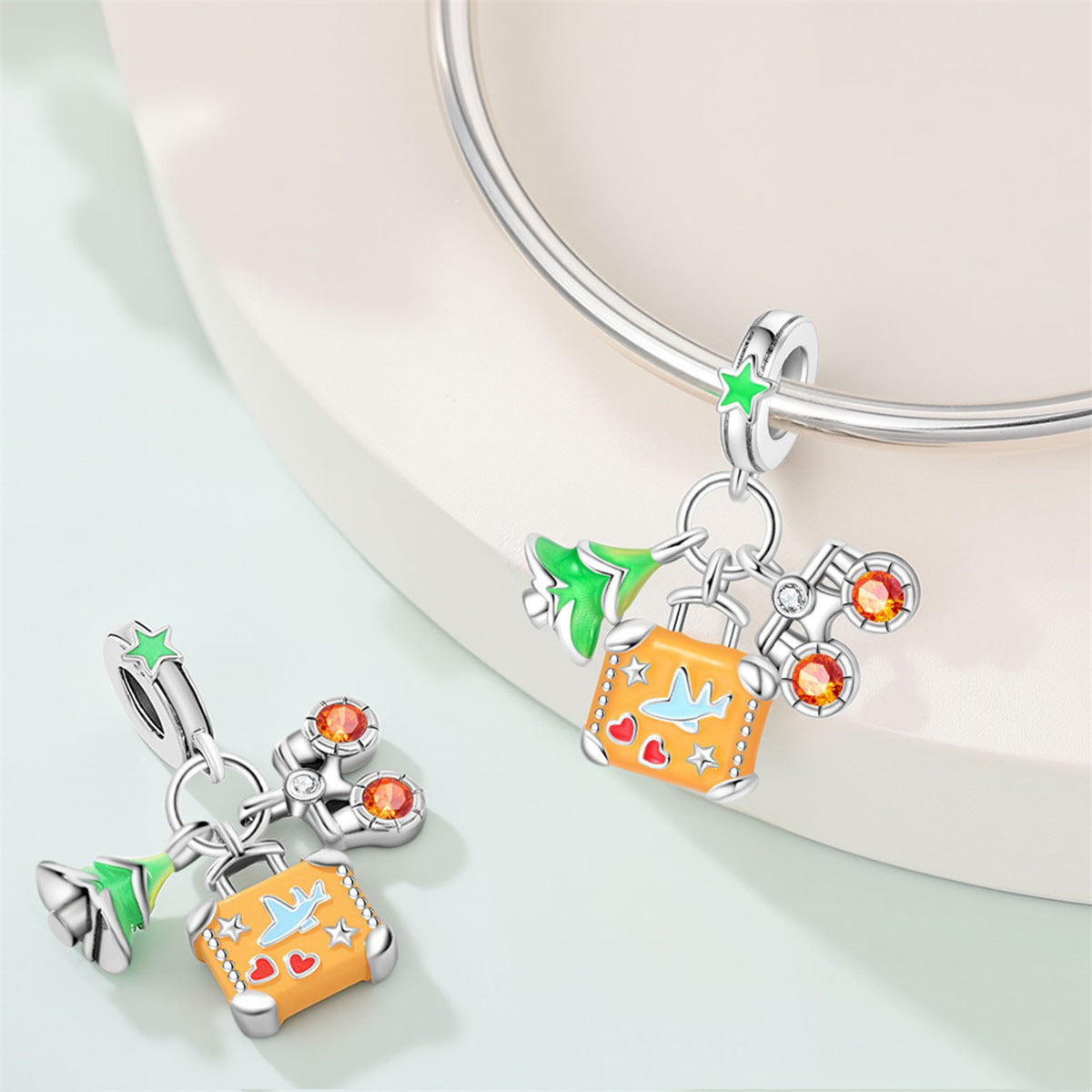 Airplane Suitcase World Travel DIY Bead Pendant Jewelry Accessory