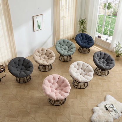 Papasan Chair Wicker Brown 360 Swivel Pink Cushion 300lb