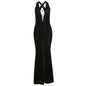 European And American Fashion Solid Color Deep V-neck Backless Sexy Hot Girl High Waist Hip Bag Dress