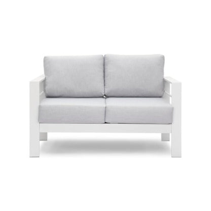 Outdoor Patio Set 3-Piece Aluminum White Gray Cushions