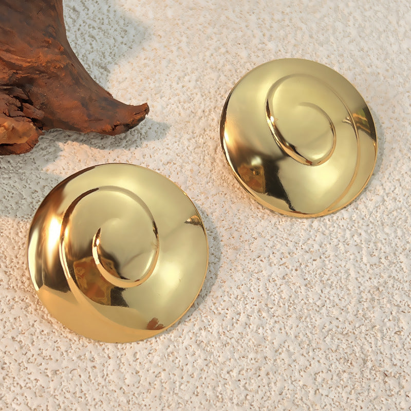 18K Gold plated Stainless Steel Geometric Plain finish Earrings Womens European And American Style