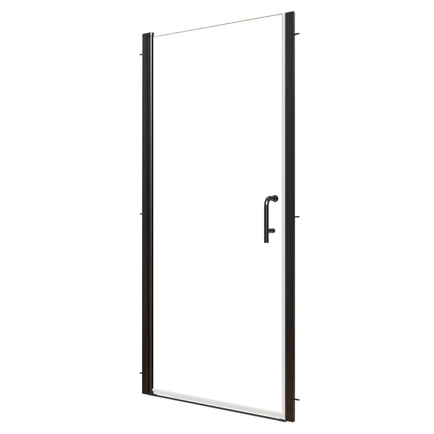 34-36 in. W x 72 in. H Pivot Frameless Shower Door, Matte Black, 1/4in Glass