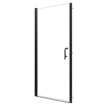 34-36 in. W x 72 in. H Pivot Frameless Shower Door, Matte Black, 1/4in Glass
