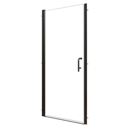 34-36 in. W x 72 in. H Pivot Frameless Shower Door, Matte Black, 1/4in Glass