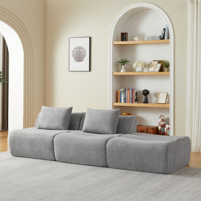 Sofa Oversized Chenille Gray 3 Seat 107 In No Assembly Pocket Spring