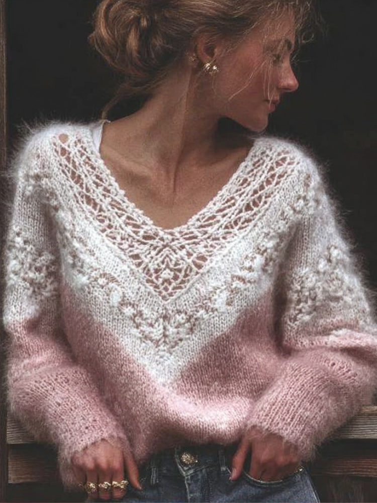 Hot-selling 3D Digital-print V-neck Womens Sweater For Halloween