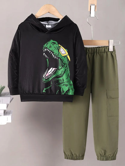 Children's Dinosaur Graphic Hoodie and Pants Set