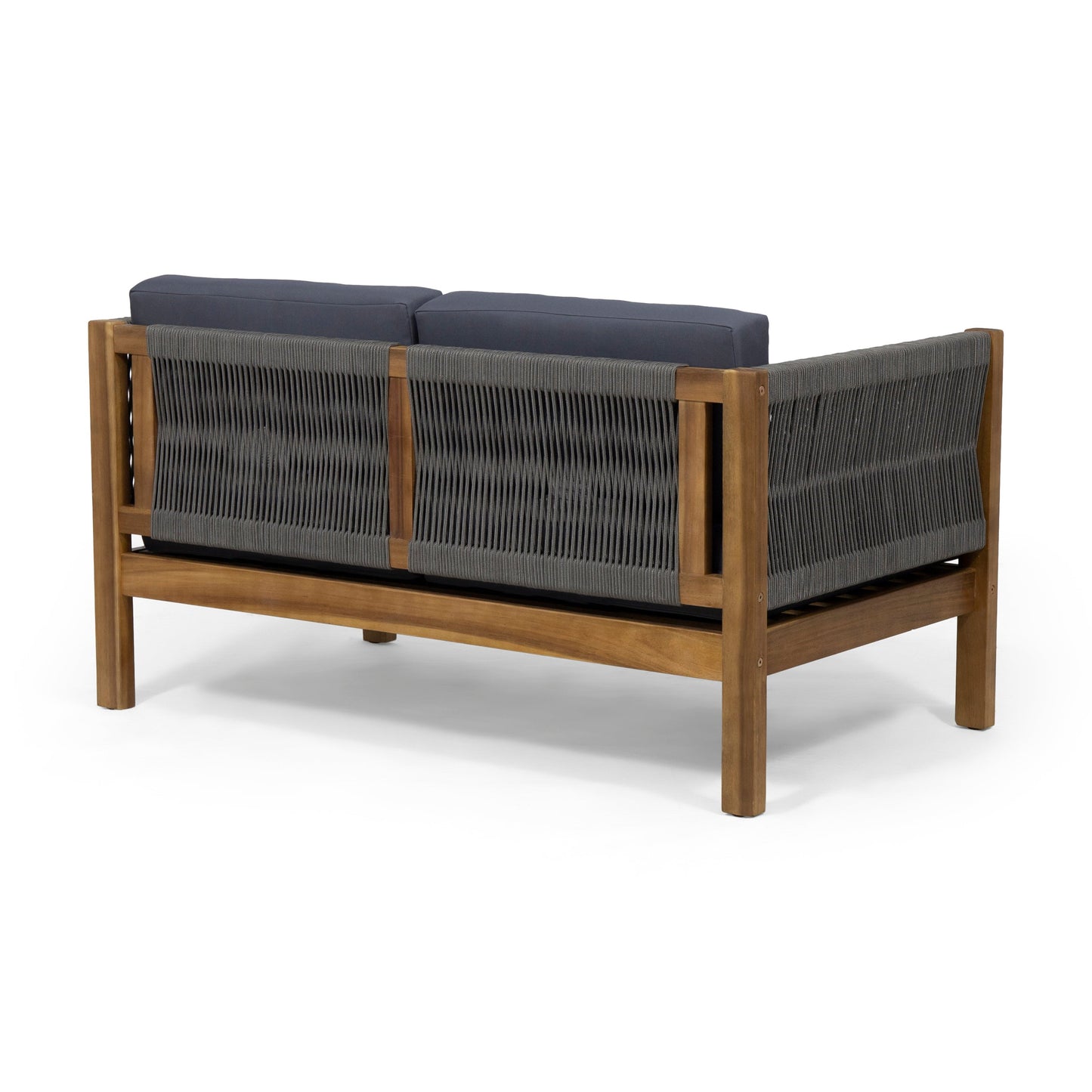 Outdoor Patio Set Acacia Wood Rope Teak Cushions 4 Seater