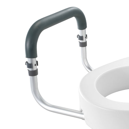 Raised Toilet Seat 3.5 In Height Aluminum Handrail EVA Padded Arms 300 LB
