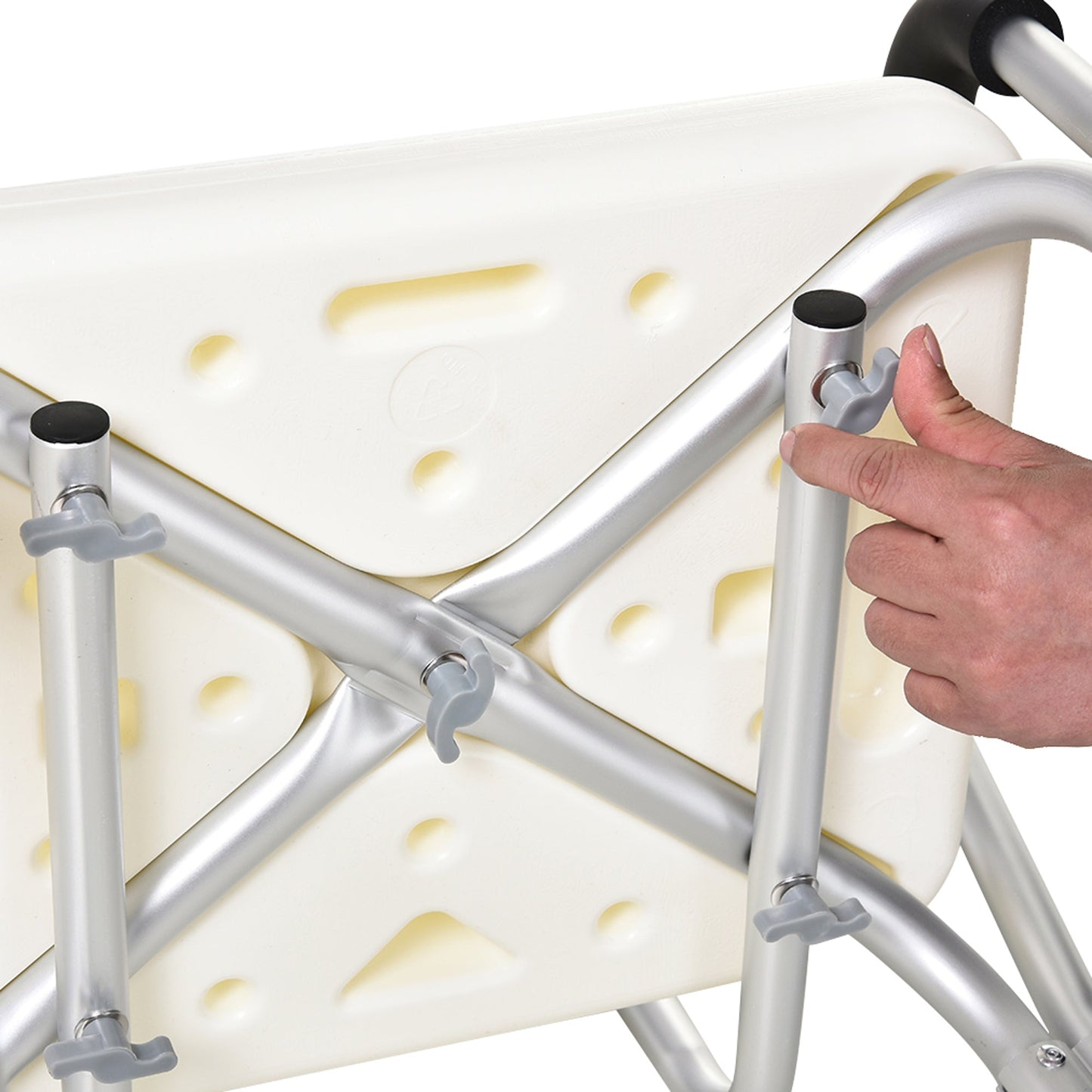 Shower Chair Adjustable Aluminum Removable Armrests Lightweight Portable 7 LB