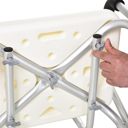 Shower Chair Adjustable Aluminum Removable Armrests Lightweight Portable 7 LB