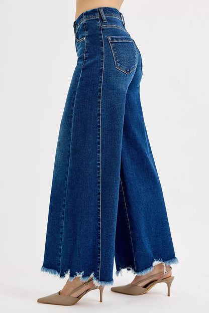 RISEN Full Size High Rise Ankle Wide Jeans Plus Size