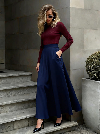Elegant Solid-Color Skirt For Women