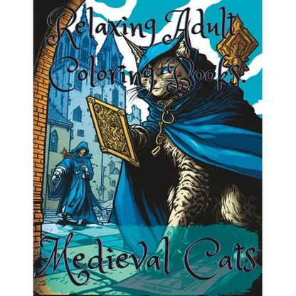 Relaxing Adult Coloring Books: Medieval Cats - Paperback