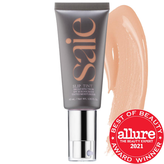 Saie Slip Tint - Lightweight Tinted Moisturizer with SPF 35, Hyaluronic Acid & Licorice Root Extract - Clean Beauty, Cruelty-Free, Gluten-Free