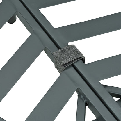 Outdoor Sectional Set PE Wicker Aluminum Gray Half Moon 6 Piece 300 LB