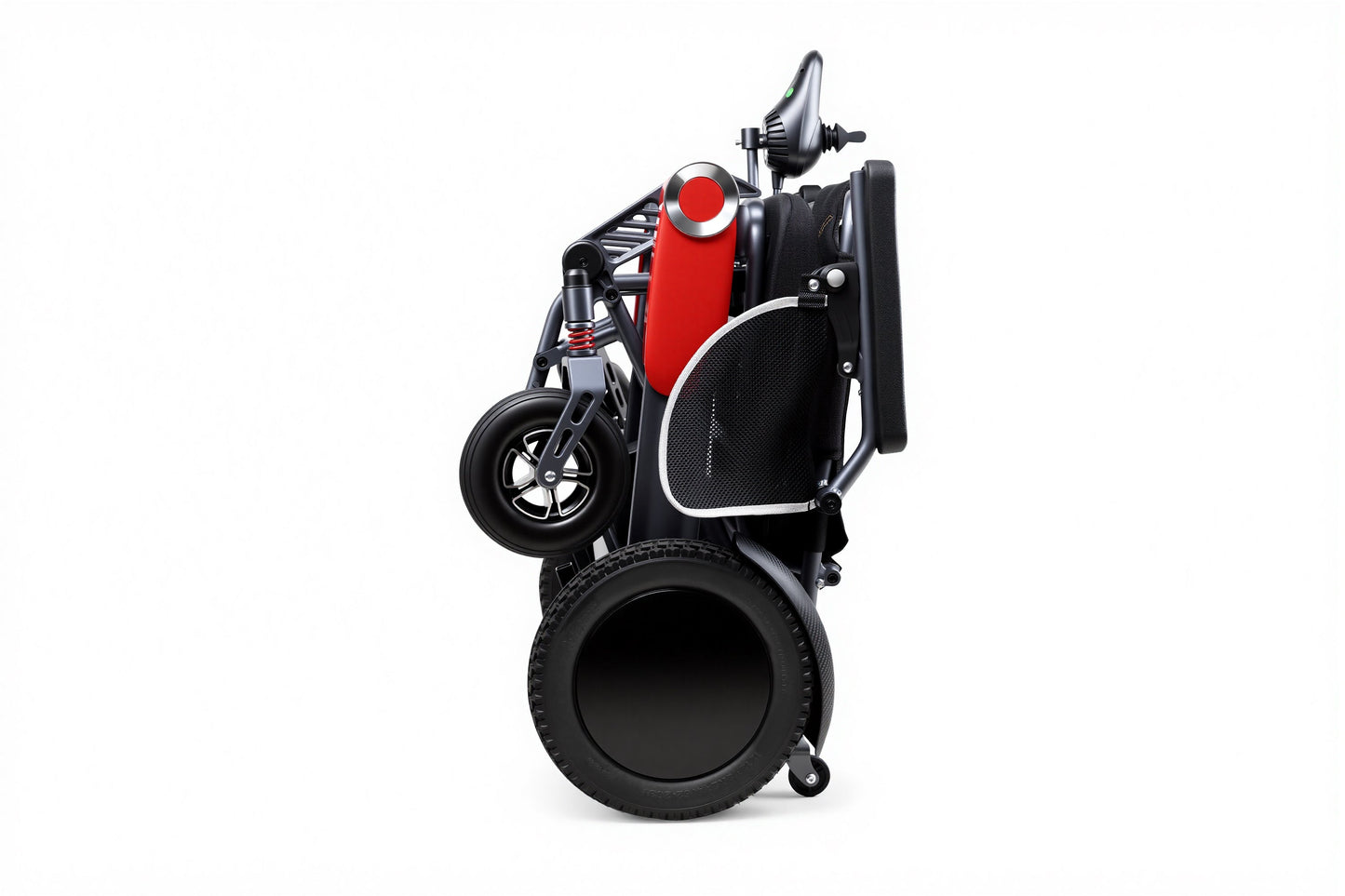 Wheelchair Electric Foldable Aluminum 40 Mile Dual Battery Black Red 42 In