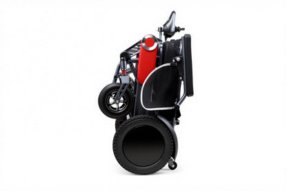 Wheelchair Electric Foldable Aluminum 300 LB 15 Mile Range Black Red