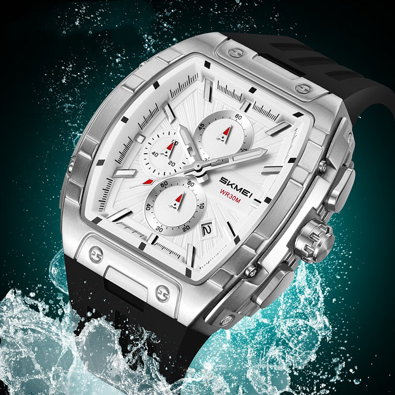 Shishi Mei Multi-function Chronograph Three-hand Watch Barrel-shaped Quartz Mens Watch