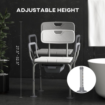 Shower Chair 3-in-1 Aluminum Commode Raised Toilet Seat Adjustable 299 LB