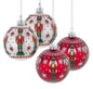 Glass Nutcracker Design Ball Ornaments - 4-Piece Set