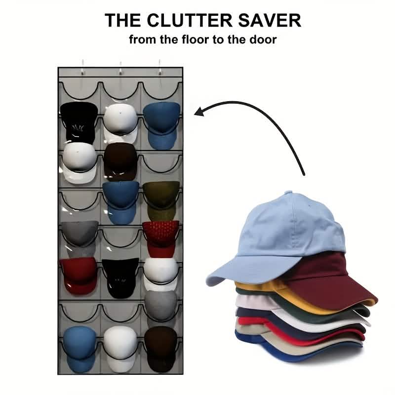 24-grid hanging door organizer with clear storage pockets
