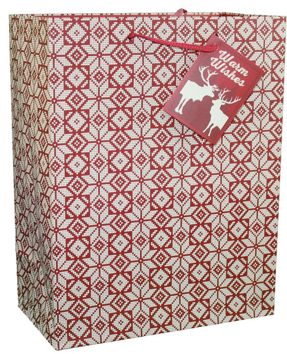 Rustic Christmas Gift Bag - Knit Sweater Large