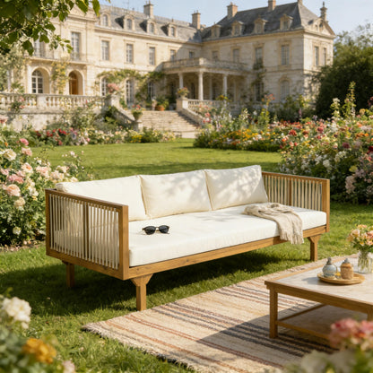 Outdoor Patio Sofa Acacia Wood Rope 67.5