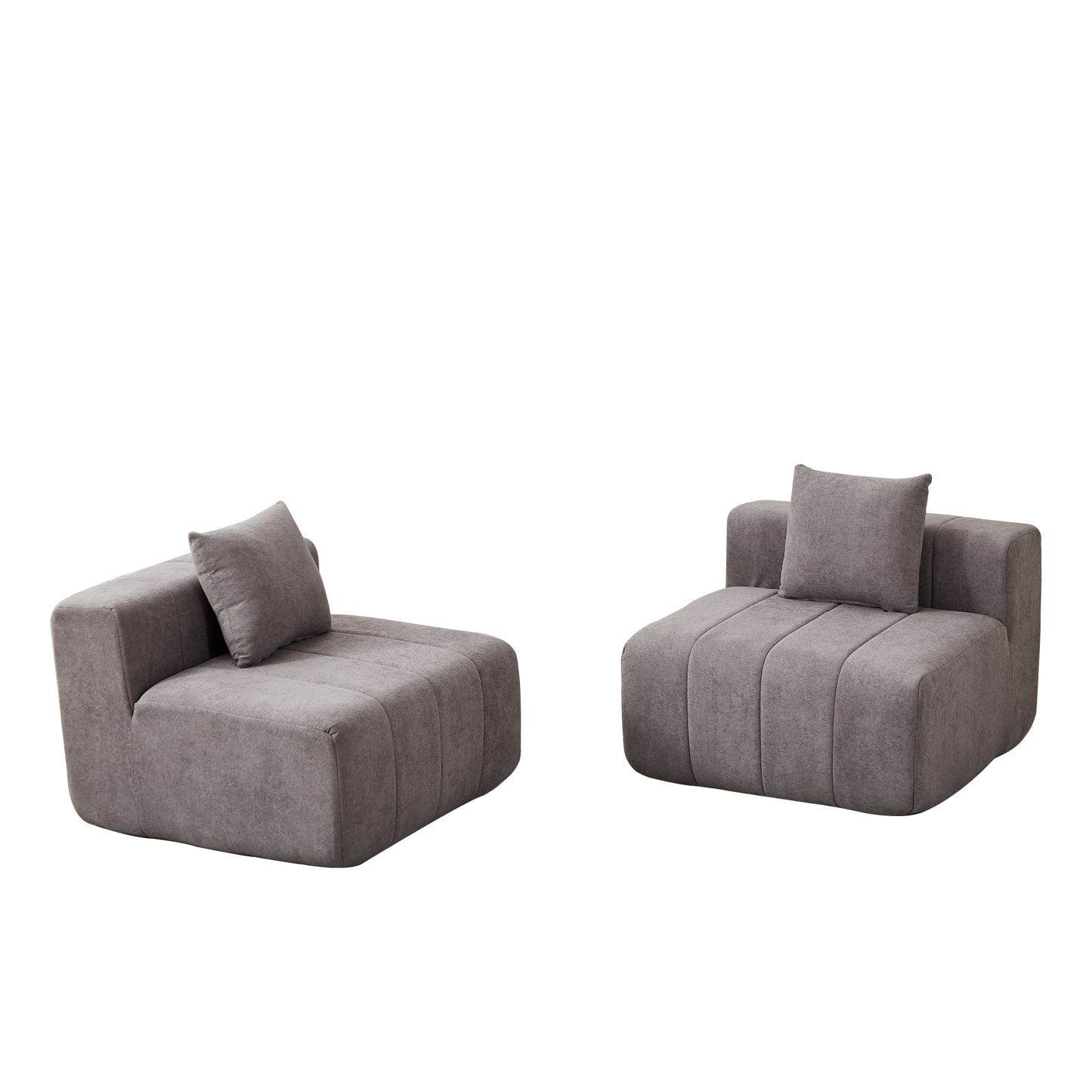 Loveseat Modular Chenille Gray 2 Seat Piano Key Design