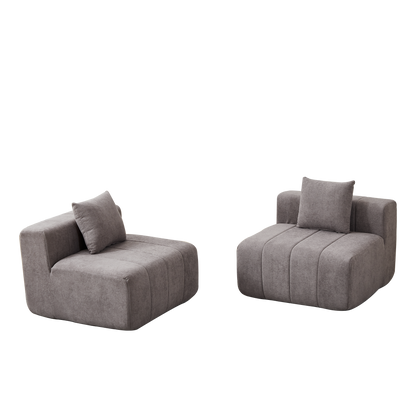 Loveseat Modular Chenille Gray 2 Seat Piano Key Design