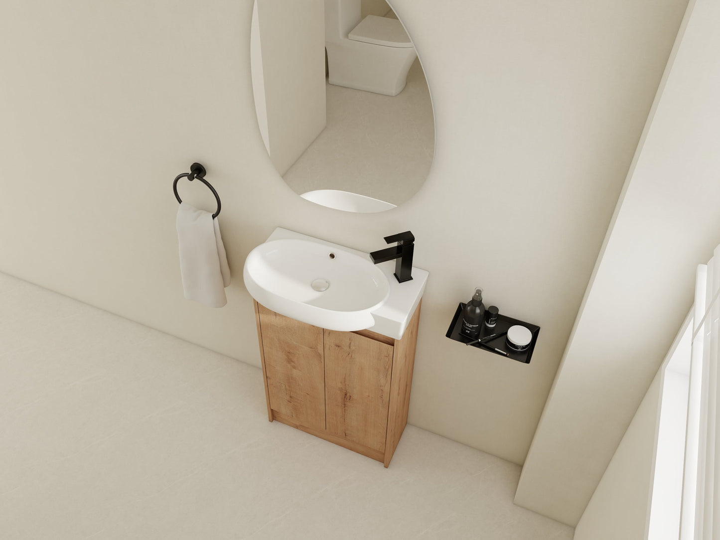 23' Freestanding Bathroom Vanity with Sink, Soft Close Doors