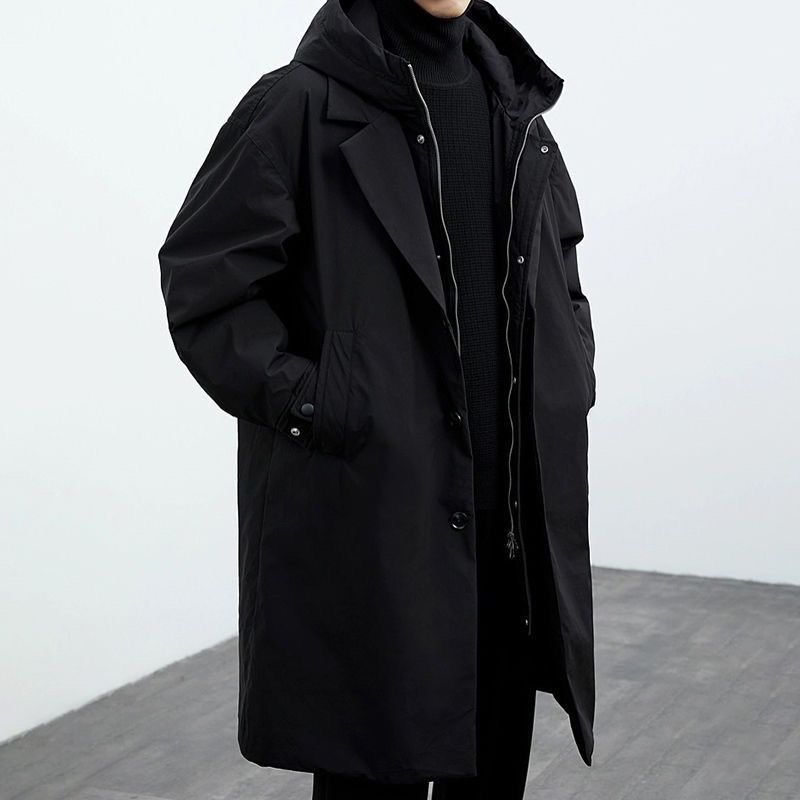 Fake Two-piece Hooded Oversized Thermal Trench Coat