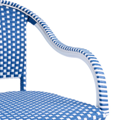 Outdoor Bistro Chairs Patio Dining Chairs Aluminum Frame PP Rattan Armchairs Set of 2