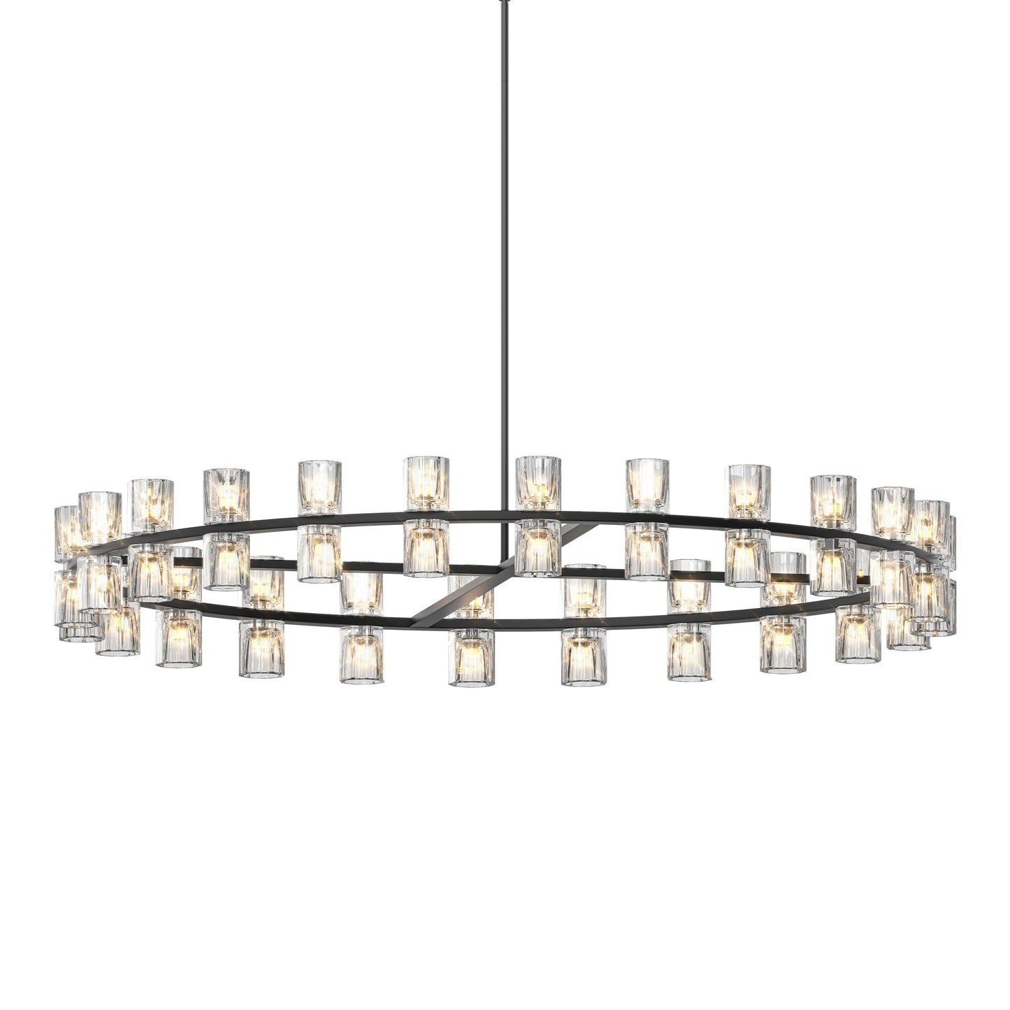 Chandelier Crystal LED 48 In Luxury Black Modern Living Dining Room
