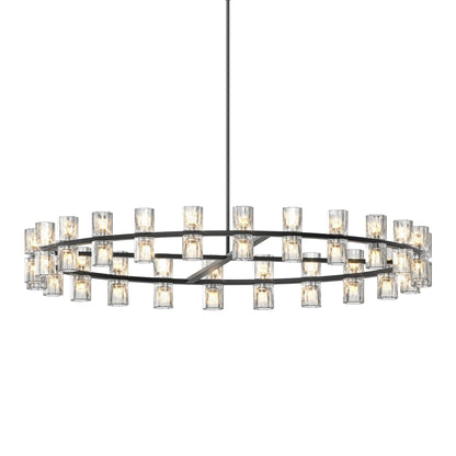 Chandelier Crystal LED 48 In Luxury Black Modern Living Dining Room