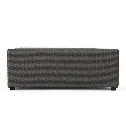 Outdoor Sectional Set PE Rattan Iron Dark Brown 8 Piece