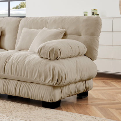 Sectional Sofa Cloud Style Chenille Light Coffee 2 Seat Convertible