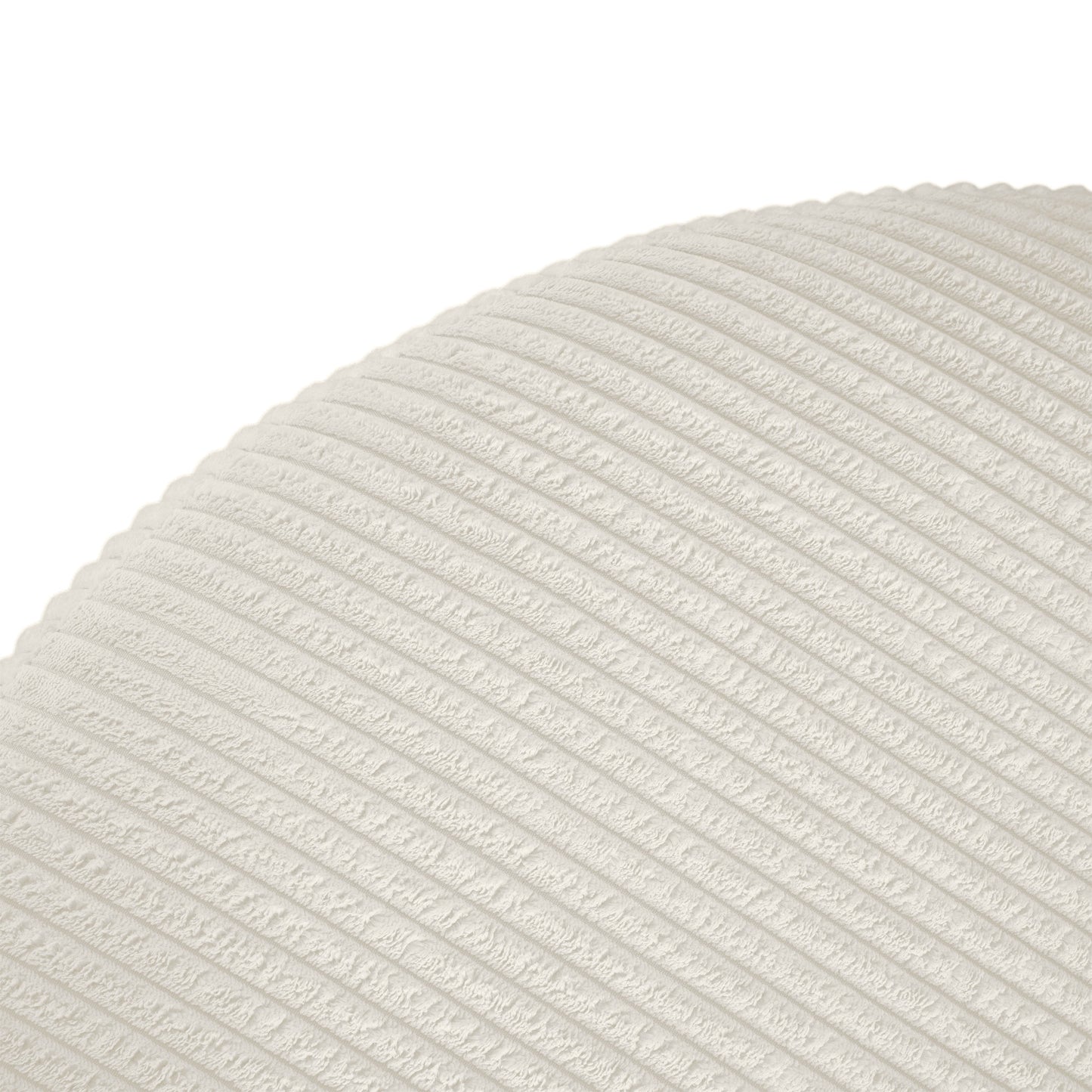 Upholstered Round Ottoman, Beige, Corduroy