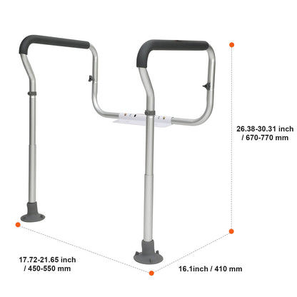 Toilet Safety Rail Frame Aluminum 300 LB Adjustable Width Height Padded Arms